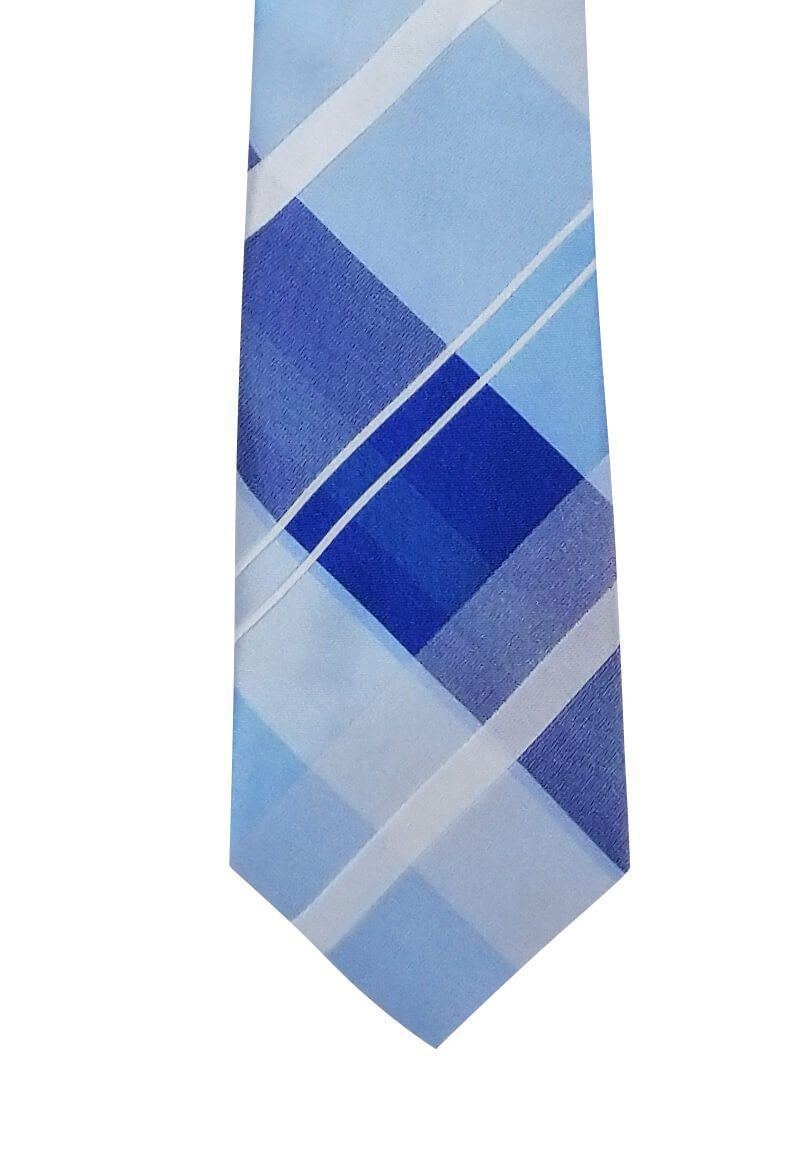 Multi-Blue Plaid Skinny Pre-tied Tie, Tie, GoTie