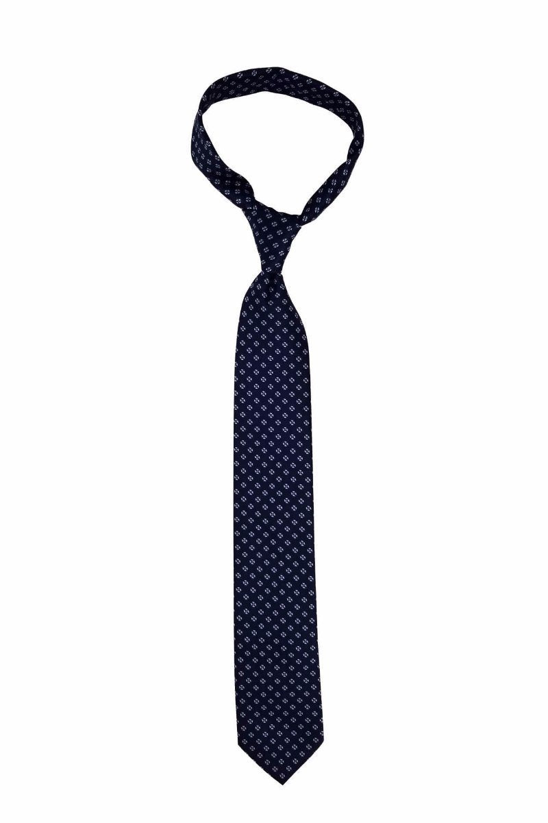 Navy Blue-Flowered Geometric Pre-tied Tie, Tie, GoTie