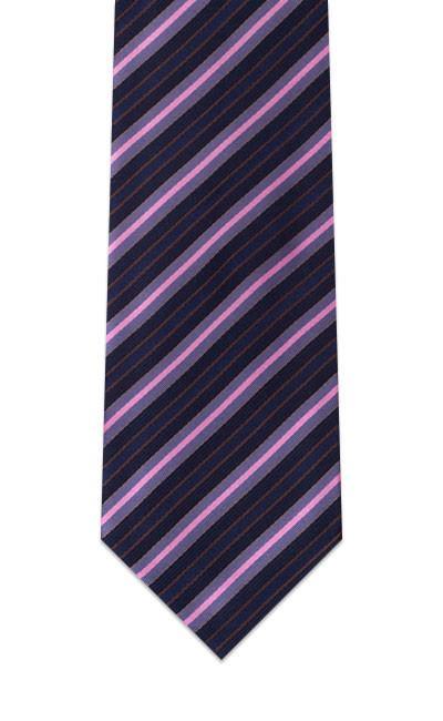 Navy Blue Pink Striped Pre-tied Tie, Tie, GoTie