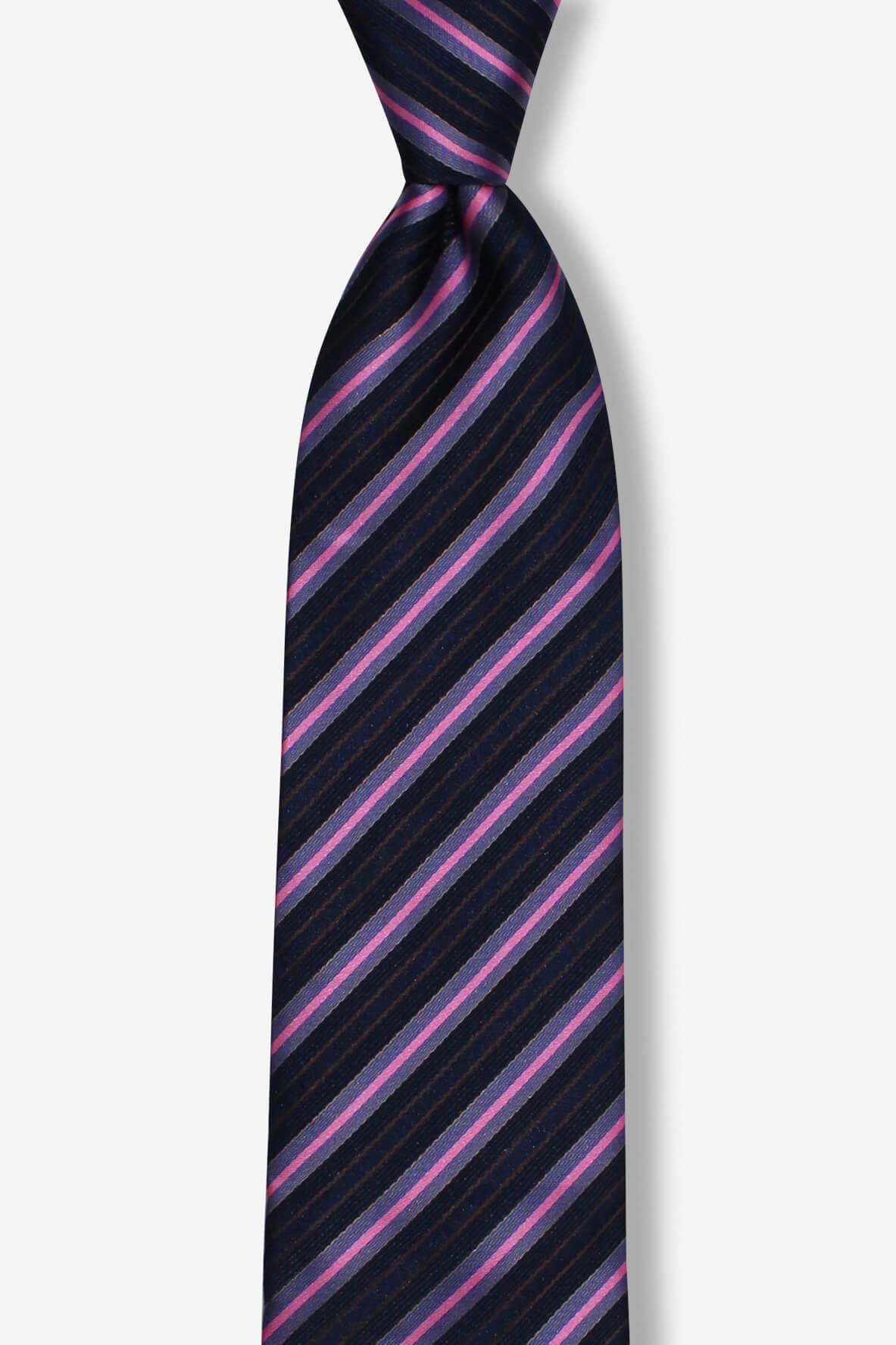 Navy Blue Pink Striped Pre-tied Tie, Tie, GoTie