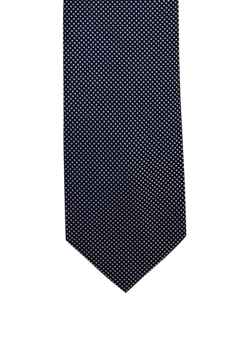 Navy Blue Reflective Silver Dotted Pre-tied Tie, Tie, GoTie