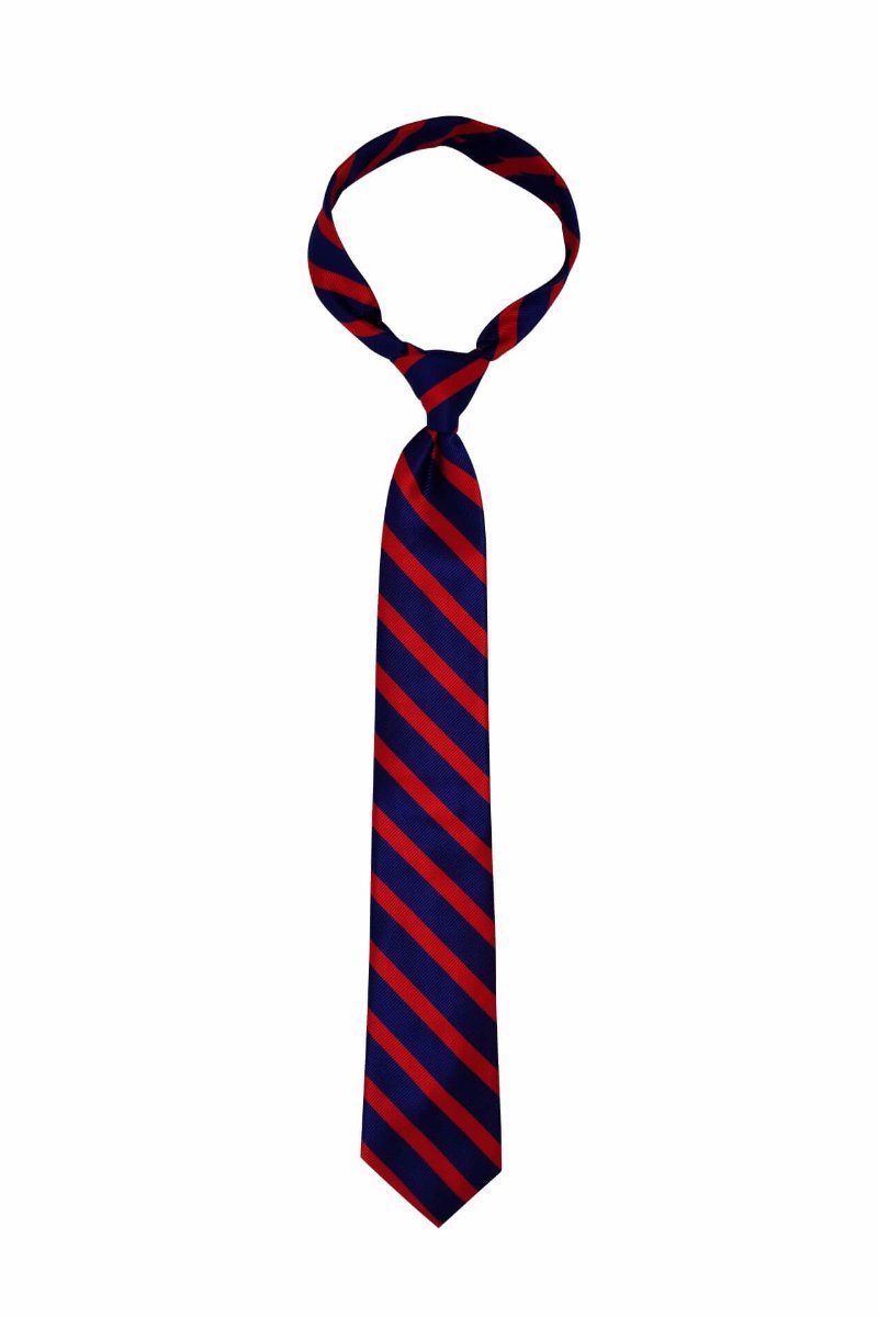 Navy Red Striped Skinny Pre-tied Tie, Tie, GoTie