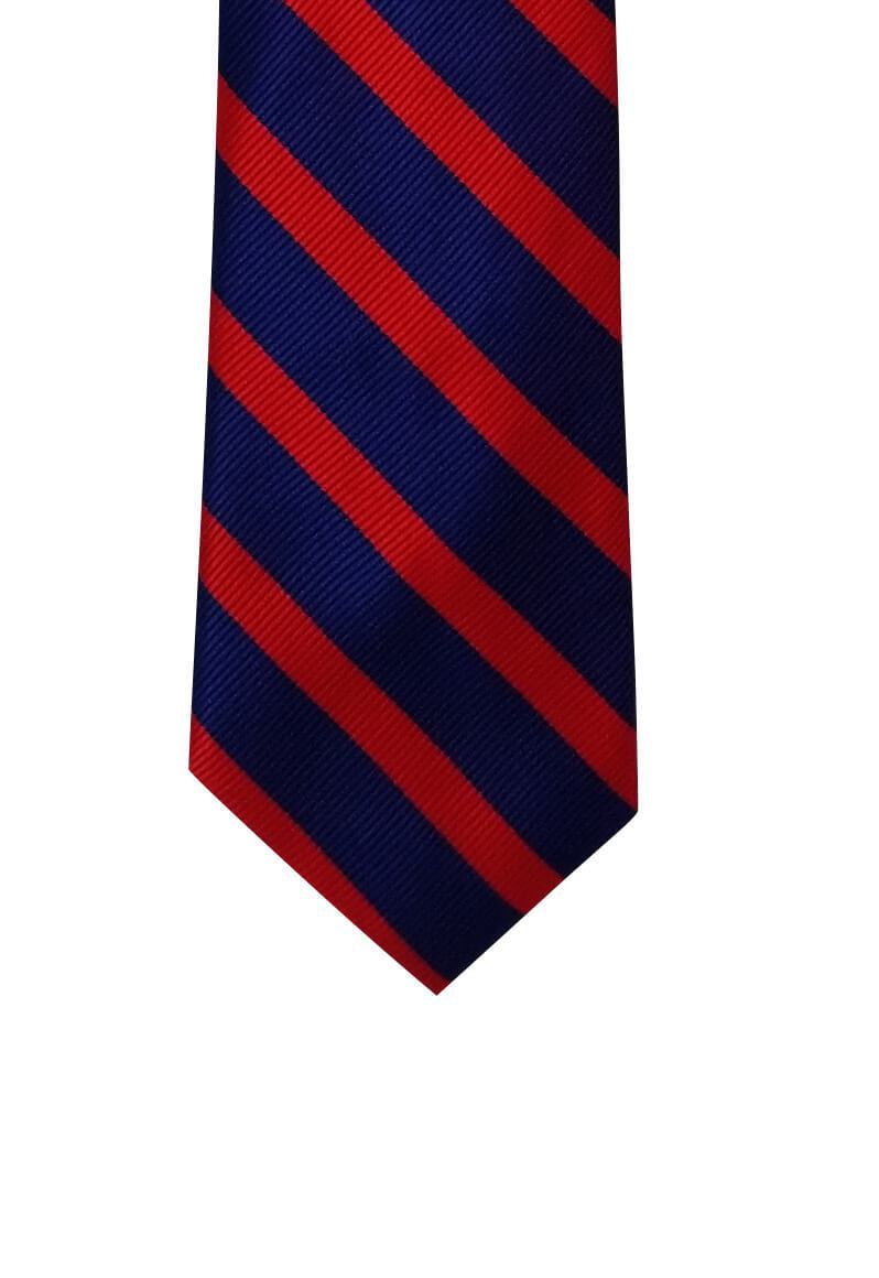 Navy Red Striped Skinny Pre-tied Tie, Tie, GoTie