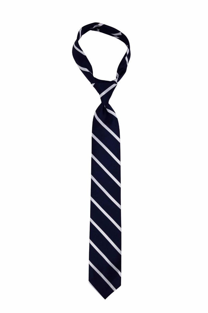 Navy White Striped Pre-tied Tie, Tie, GoTie