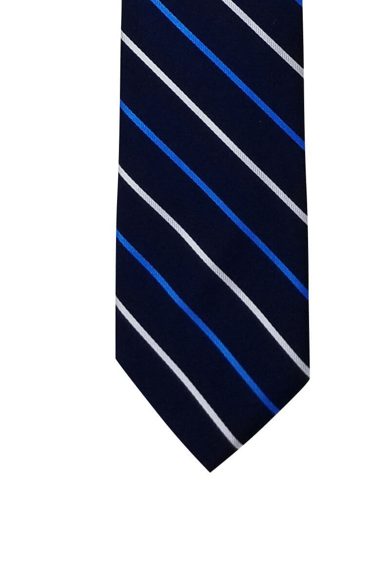 Navy with Blue and Silver Stripes Pre-tied Tie, Tie, GoTie