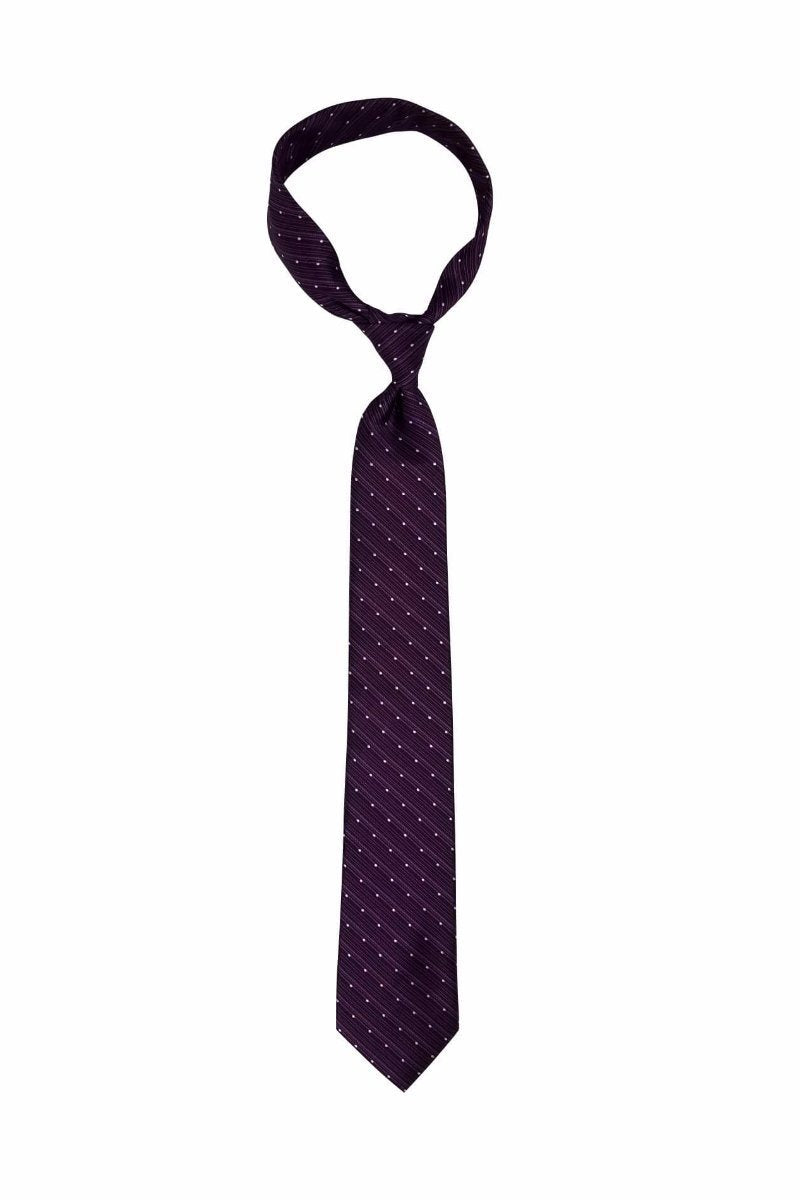 Purple White Dots and Stripes Skinny Pre-tied Tie, Tie, GoTie
