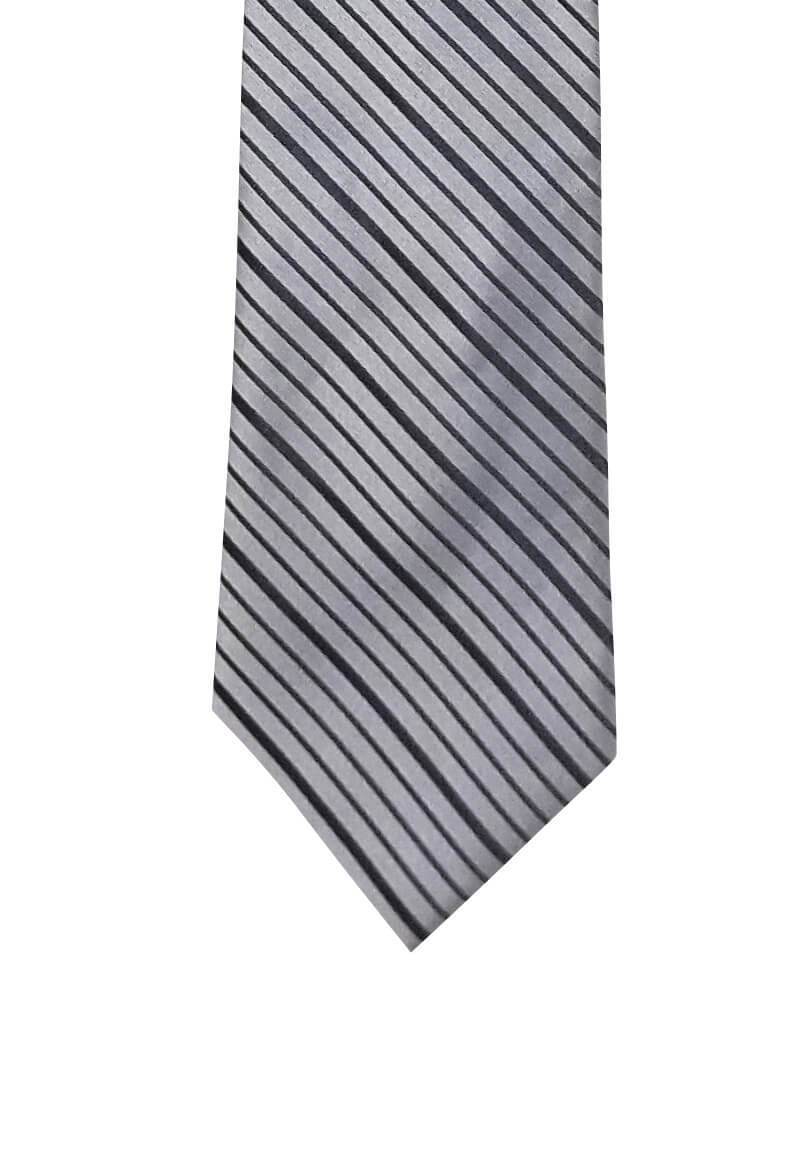 Silver Thin Striped Pre-tied Tie, Tie, GoTie