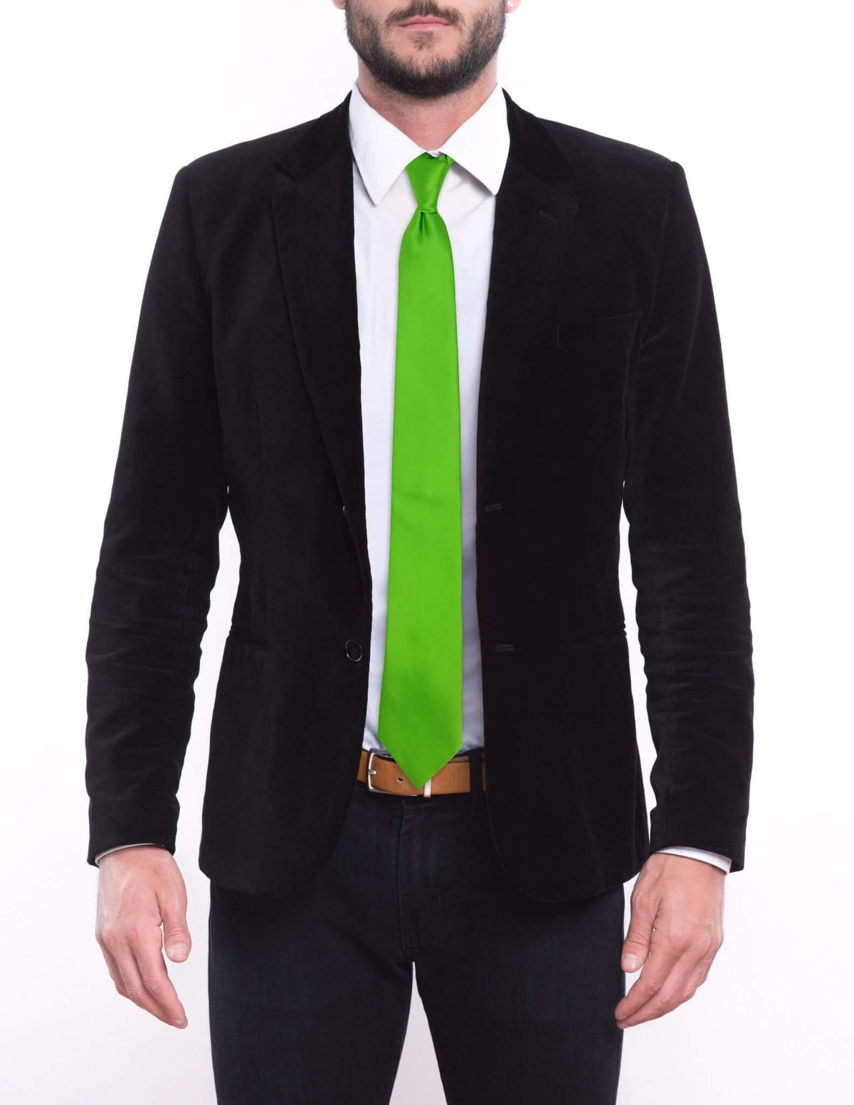 Solid Bright Green Skinny Pre-tied Tie, Tie, GoTie