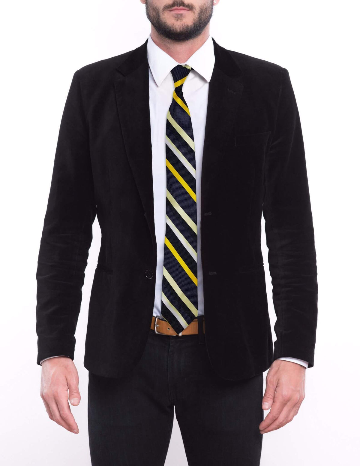 Yellow Multi-Striped Skinny Pre-tied Tie, Tie, GoTie